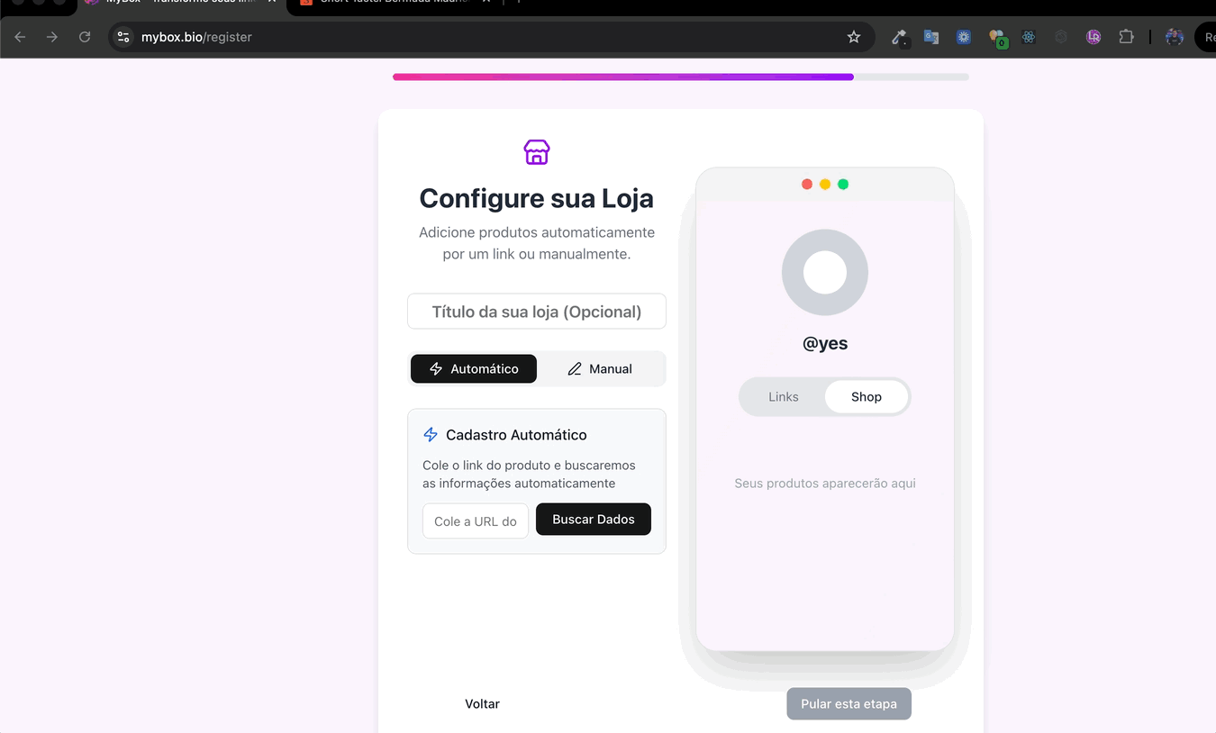 configurando meu perfil